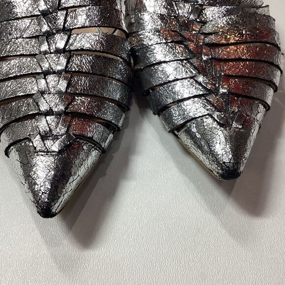 Gold & Rouge Gunmetal Woven Pointed Toe Mules Flat Sole Women’s Size EU 38 - Picture 4 of 15